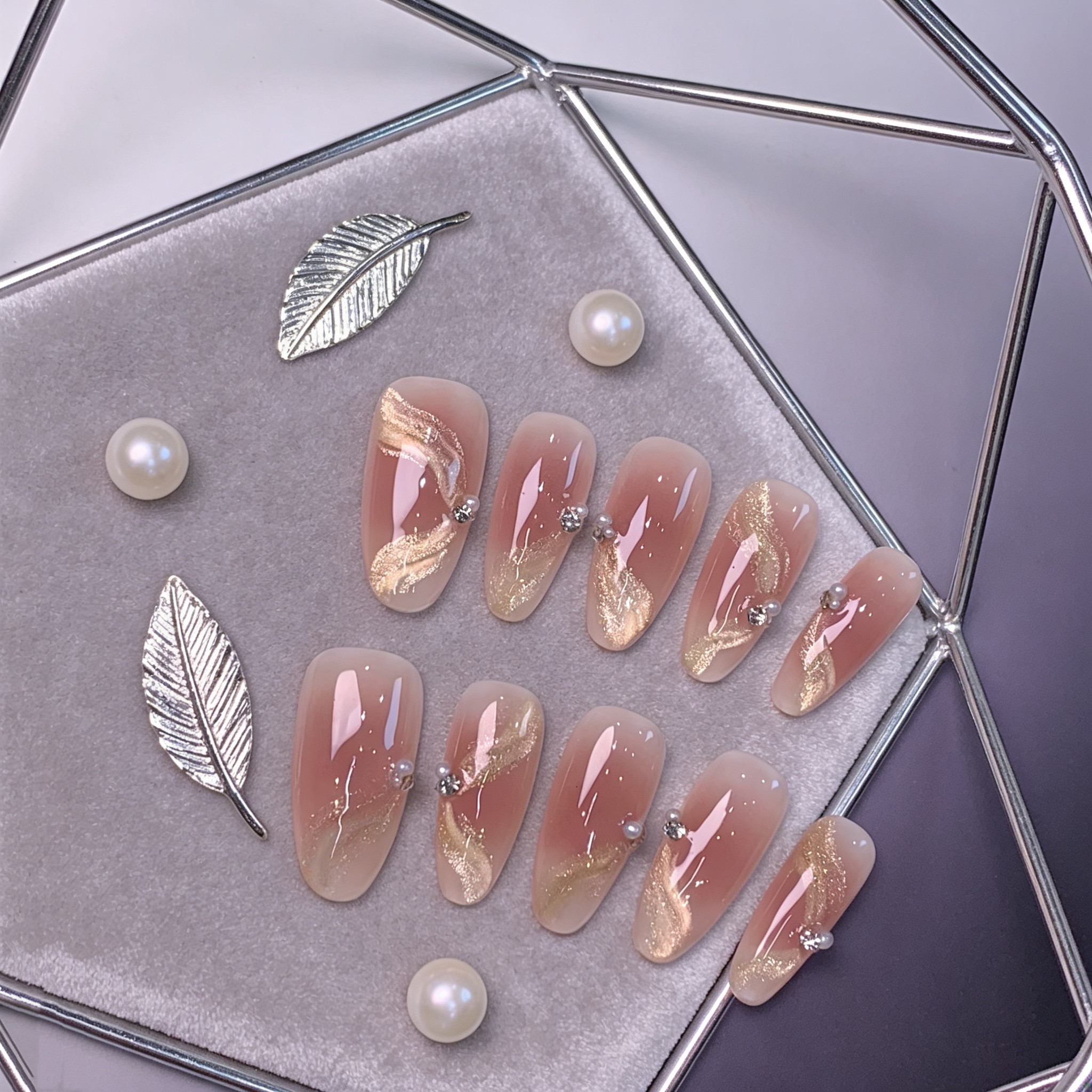 媛满【芭蕾】猫眼腮红飘带纯手工穿戴美甲长短款款高级感,彩妆/香水/美妆工具,穿戴甲/甲片,淘宝优惠券,粉丝福利购,淘宝优惠卷