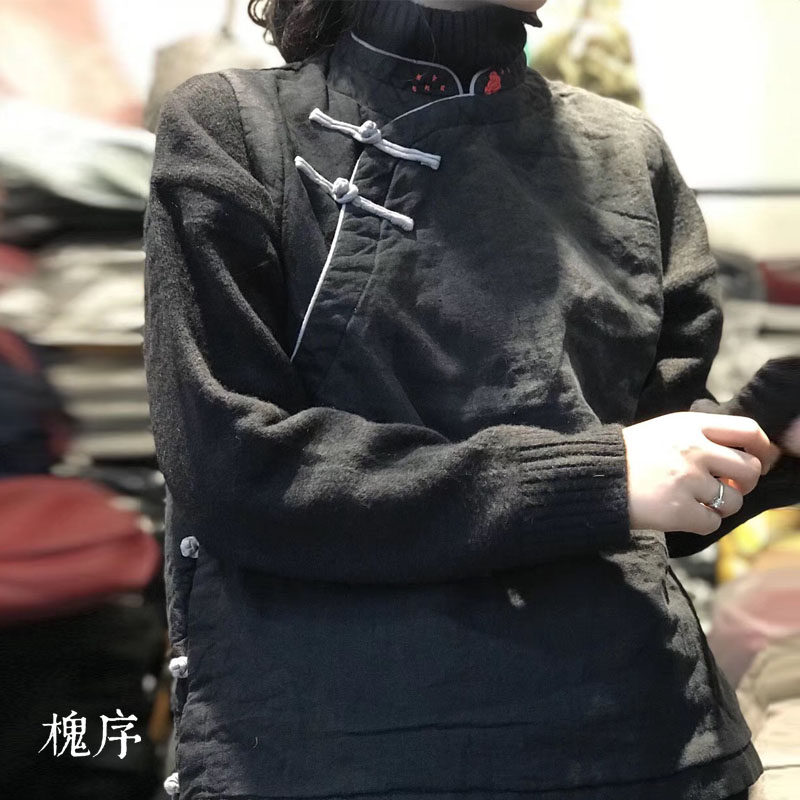 槐序棉麻盘扣立领马甲复古中式民族风气质背心秋冬季新款气质内衬
