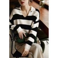 [ZYH464325AG] Light Retro Lazily, шикарные V -образные лацканые полосы содержат вязаный верхнюю часть