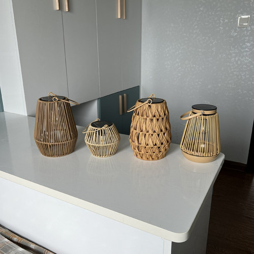 太阳能户外灯家用庭院灯仿藤条竹编挂灯复古花园防水氛围灯装饰灯