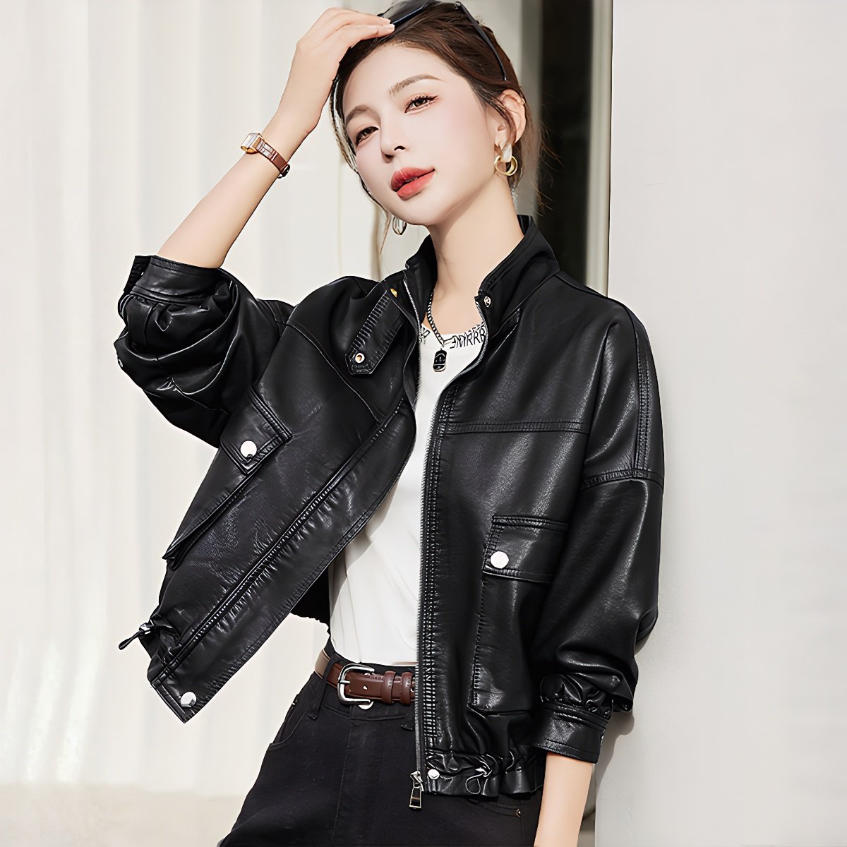 pu皮衣外套女2025年春秋装新新款甜辣妹宽松短款机车皮夹克上衣潮