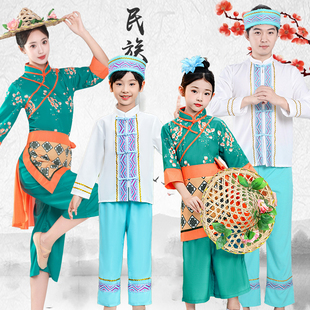 新款少数民族服装儿童京族风演出服老挝越南服装儿童异域风情男女