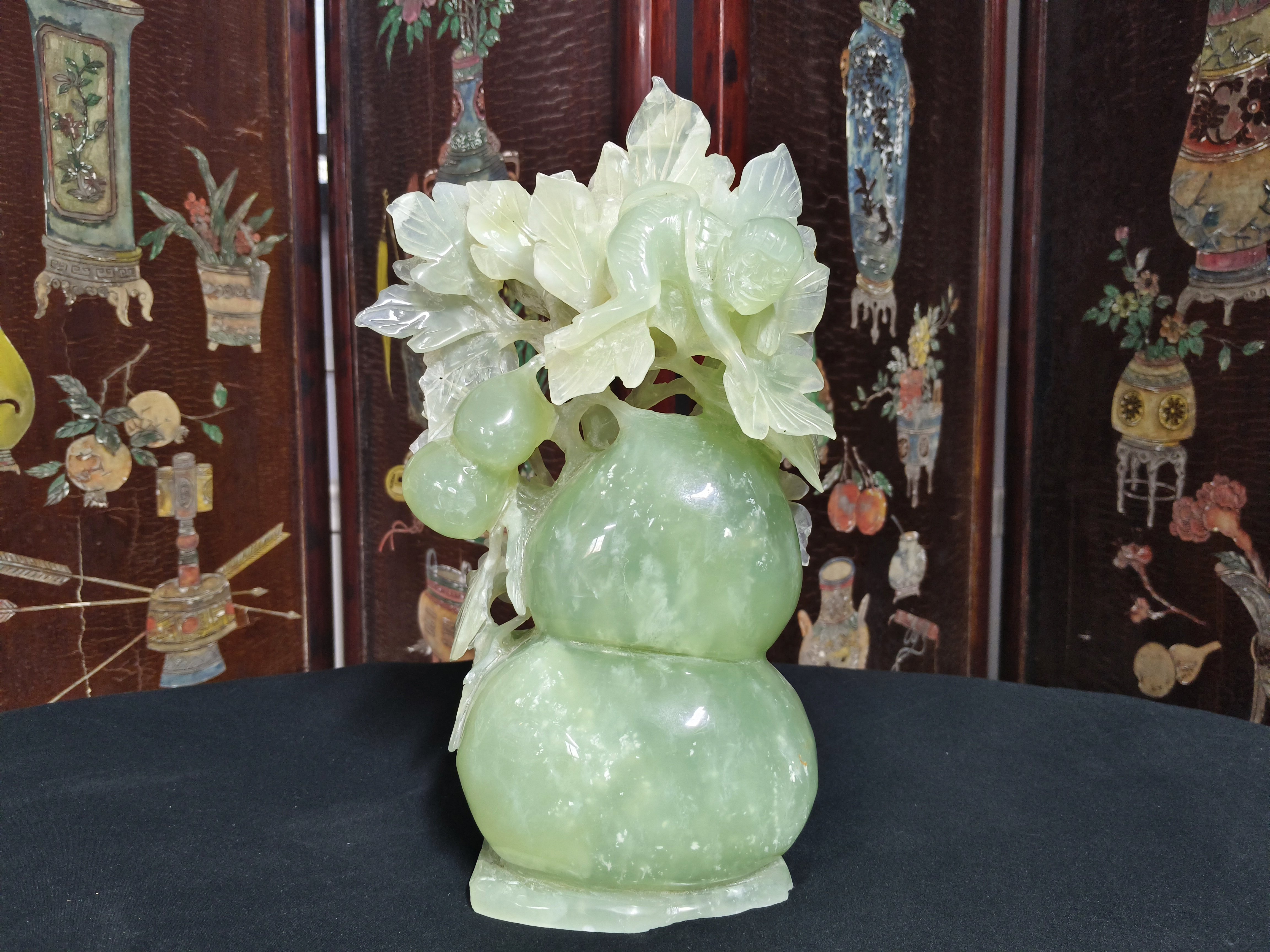 美洋阳海外日本回流岫玉葫芦摆件有磕有裂myy310