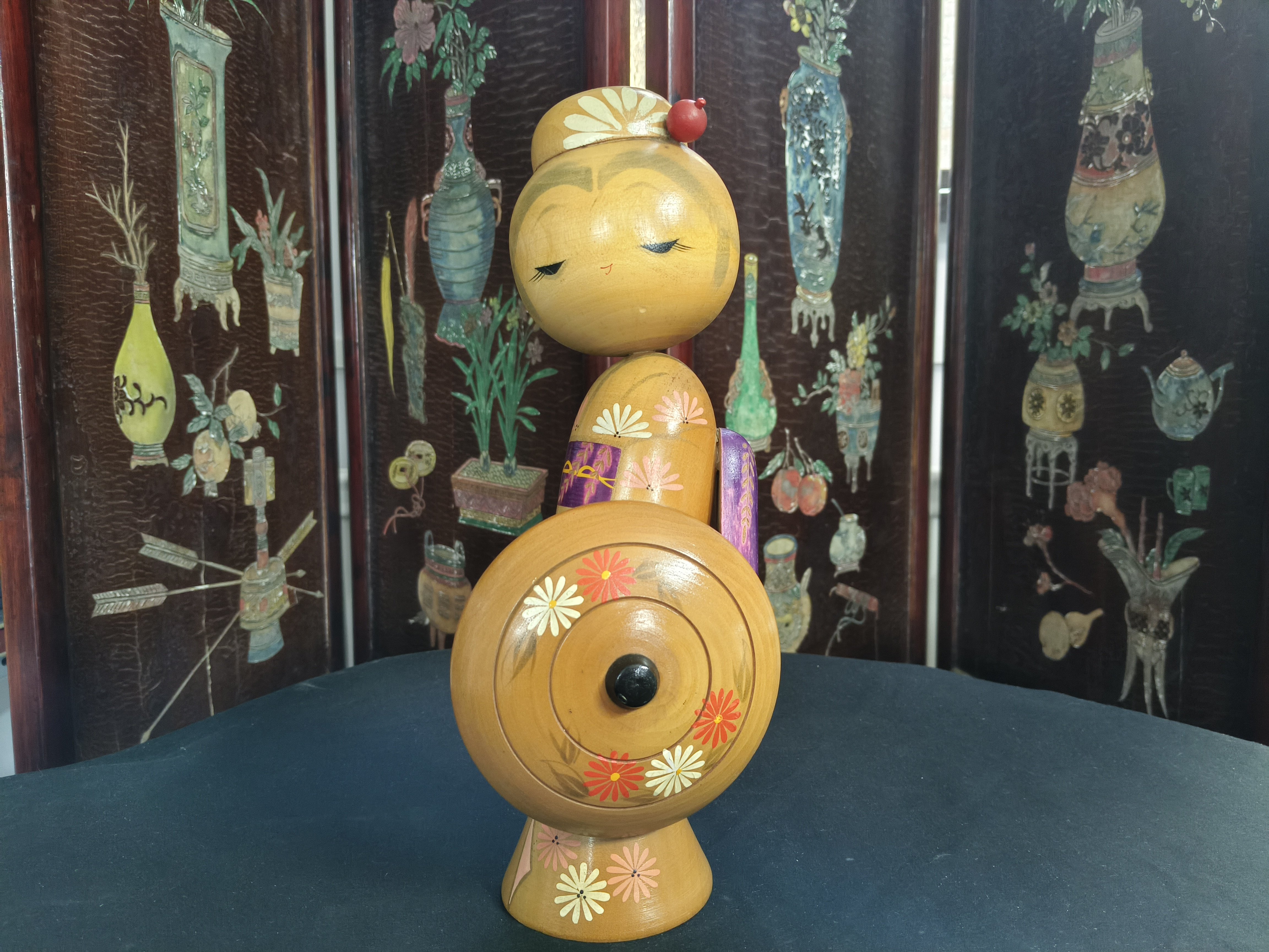 美洋阳海外日本回流昭和60年鬼怒川风格芥子娃娃木雕摆件myy237