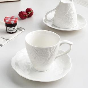 法式 外贸订单 田园风陶瓷复古精致浮雕花朵咖啡杯碟 Garden Annie
