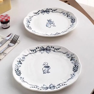 法式 外贸出口 风花边盘子家用陶瓷餐具可爱图案盘子 Garden Annie