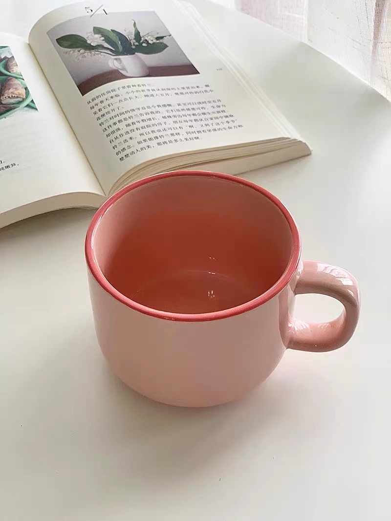 ins简约粉色公主300毫升杯高温陶瓷咖啡 马克杯