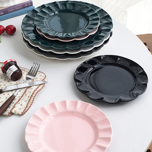 韩国ins风简约花边陶瓷西餐牛排盘菜盘子 大厂订单 Annie Garden