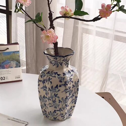 Annie Garden 大厂订单 新中式青花瓷陶瓷花瓶居家装饰客桌面摆件