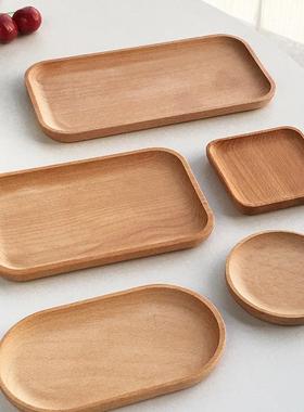 Annie Garden  简约榉木实木托盘圆形椭形餐厅家用小食甜品水果盘