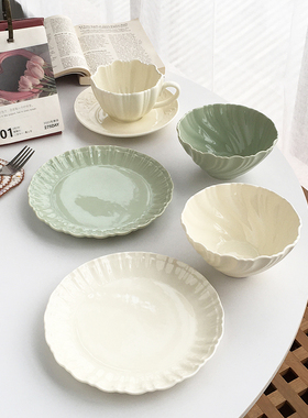 Annie Garden 出口订单  韩国ins高颜值裙褶边奶huhu早餐碗点心碟