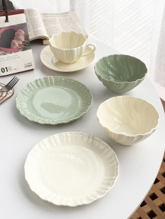 韩国ins高颜值裙褶边奶huhu早餐碗点心碟 出口订单 Annie Garden