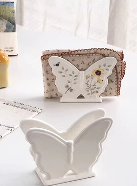 Annie Garden 外贸订单 蝴蝶造型餐具收纳架陶瓷餐巾架装饰置物架