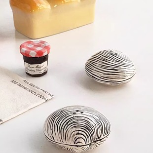 手绘陶瓷贝壳创意造型摆件厨房陶瓷调味罐 出口订单 Annie Garden