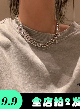 粗项链辣妹卫衣闪钻古巴甜酷