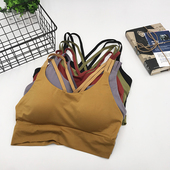 非体内衣女古妃运动健身瑜伽文胸薄杯聚拢舒适交叉美背无钢圈抹胸