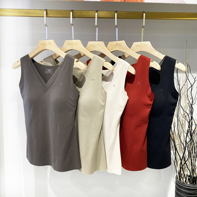 6825无痕女士背心感时尚V领带内杯聚拢舒适磨毛新肤春季薄款内搭