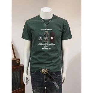 上衣夏季 男装 t恤男ins潮牌欧美嘻哈风圆领打底衫 短袖 T恤2026新款