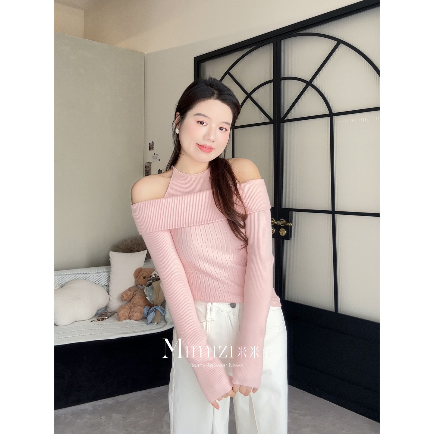 米米子微胖大码胖mm 少女元气显瘦套头圆领气质长袖针织上衣女冬