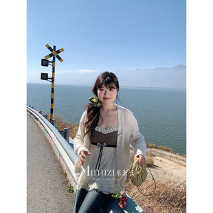 温柔风单排扣暖糯春日毛衣开衫 茉莉奶白 春 胖mm 米米子微胖大码