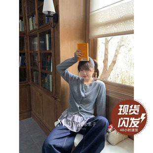 显瘦针织上衣开衫 米米子微胖大码 休闲风时尚 绒雾早秋 女秋 胖mm