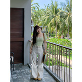 休闲清新别致独特黑白阔腿牛仔裤 小细腿儿 胖mm 米米子微胖大码