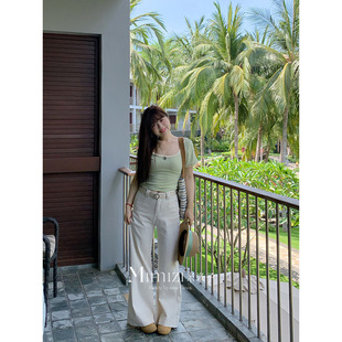 休闲清新别致独特黑白阔腿牛仔裤 小细腿儿 胖mm 米米子微胖大码