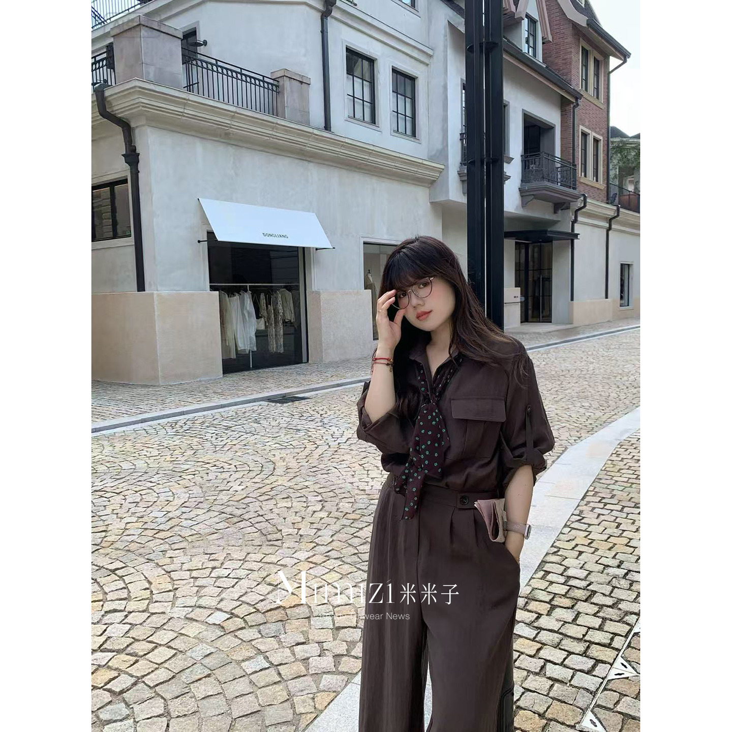 米米子微胖大码胖mm“智性松弛”休闲高腰高智感阔腿连体长裤秋季