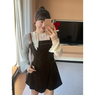 松岛可可 米米子 20点 定制棕丝丝绒吊带裙