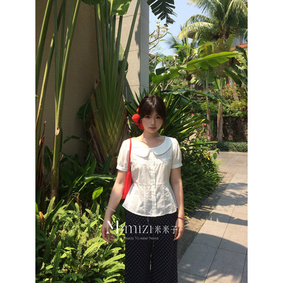 米米子微胖大码胖mm“海盐奶芙”可爱风甜美气质独特娃娃领衬衫春