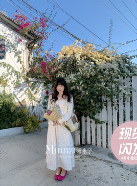 米米子微胖大码胖mm“22°微风”甜美气质别致无袖拼接A字碎花裙