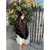 甜美风套头宽松长袖 白开水穿搭 慵懒毛衣春 胖mm 米米子微胖大码