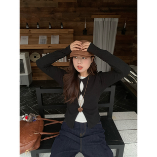 复古显瘦套头圆领假两件针织上衣 波点因子 米米子微胖大码 胖mm