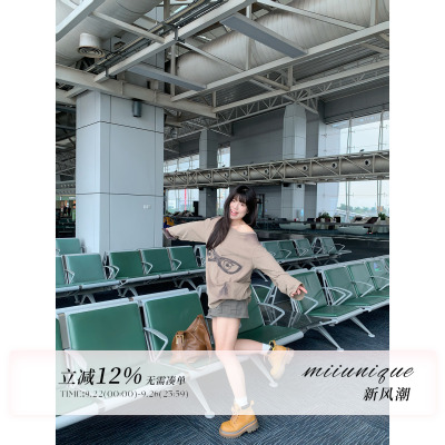 米米子微胖大码胖mm“美式vibe”休闲风美式甜酷辣妹工装短裤女秋
