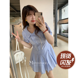 修身 时尚 小清新设计感百搭气质收腰百褶短裙 胖mm 米米子微胖大码