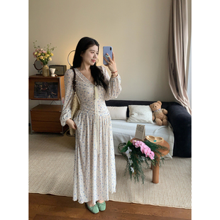 米米子微胖大码胖mm“青雾花信”法式风du家款设计碎花连衣裙春