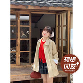 中长款 米米子微胖大码 休闲气质宽松落肩袖 丹麦雪松 风衣秋 胖mm