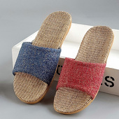 轻底防滑房间吸汗凉拖鞋 四季 女士家居防滑拖鞋 男女情侣款 亚麻拖鞋