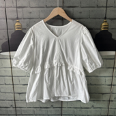 白衬衫 胸围96衣长60全棉套头娃娃衫 短袖 女A833