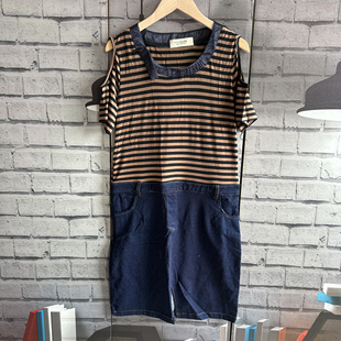 胸围90衣长86莫代尔棉牛仔弹力连衣裙D811