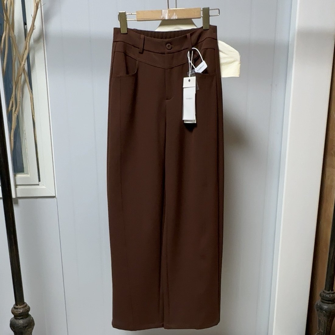 高货秋冬款垂感免熨质感版松紧腰直筒裤子长裤女C103,女装/女士精品,牛仔裤,淘宝优惠券,粉丝福利购,淘宝优惠卷