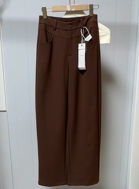 高货秋冬款垂感免熨质感版松紧腰直筒裤子长裤女C103