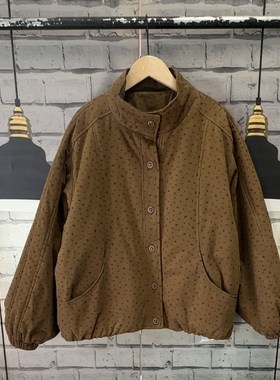 日系原单宽松棉衣深咖色妈妈装棉衣大码棉衣C262