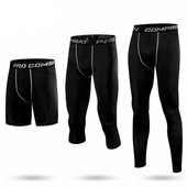 运动紧身长裤 男跑步健身高弹训练七分速干加绒加厚打底保暖篮球裤