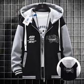 美式 夹克衣服 棒球服卫衣外套男女ins潮宽松2024秋冬连帽拉链开衫