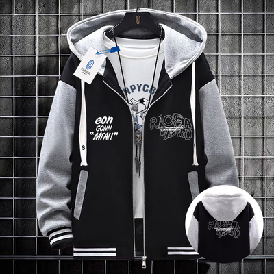 美式棒球服卫衣外套男女ins潮宽松2024秋冬连帽拉链开衫夹克衣服