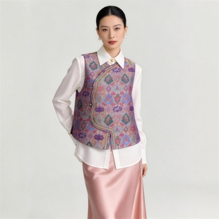 华韵风华·桑蚕丝唐锦提花新中式国风马甲女上衣高级感轻奢气质