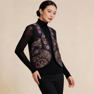 华韵风华·羊毛非遗苗绣马甲背心新中式国风重工刺绣女上衣无袖