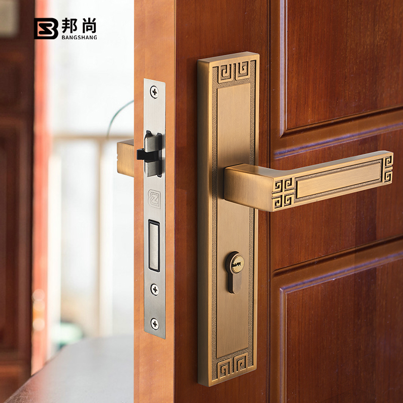 意大利邦尚门锁室内卧室房门锁新中式实木把手卫生间静音家用锁具