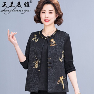 妈妈短款国风马甲上衣女2026春夏新款坎肩中老年唐装复古外穿外套